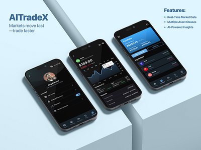 AITradeX - Smarter Trading with AI aitradex aitrading android cryptotradingapp design financeapp fintechui forexapp investmentapp ios mobile app portfolioapp stocktradingapp tradingappdesign tradingdashboard trending ui ux