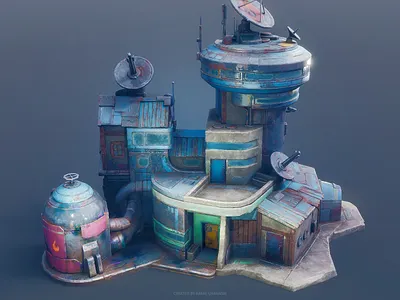 3D PBR Lowpoly Stylized SPACE PORT Building | City-Builder Game 3d art 3d artist antenna b3d blender brainchild design game game building graphic design icon low poly lowpoly rendering space structure stylized texture texturing unreal