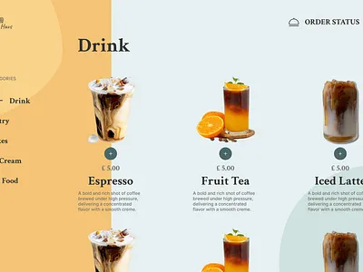 Kiosk Order UI for a unique Cafe