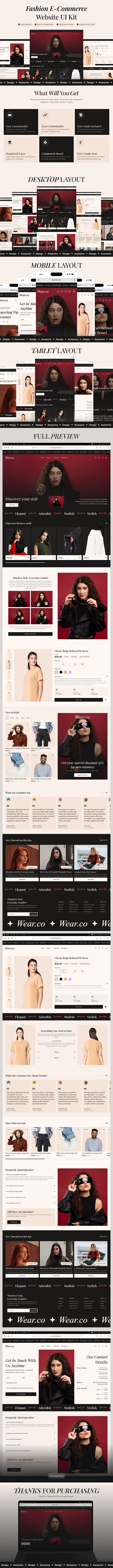 Fashion E-commerce website UI Kit app clean commerce design desktop e commerce fashion flat product product design responsive shop shopify shopping ui ui kit ui8 ux website