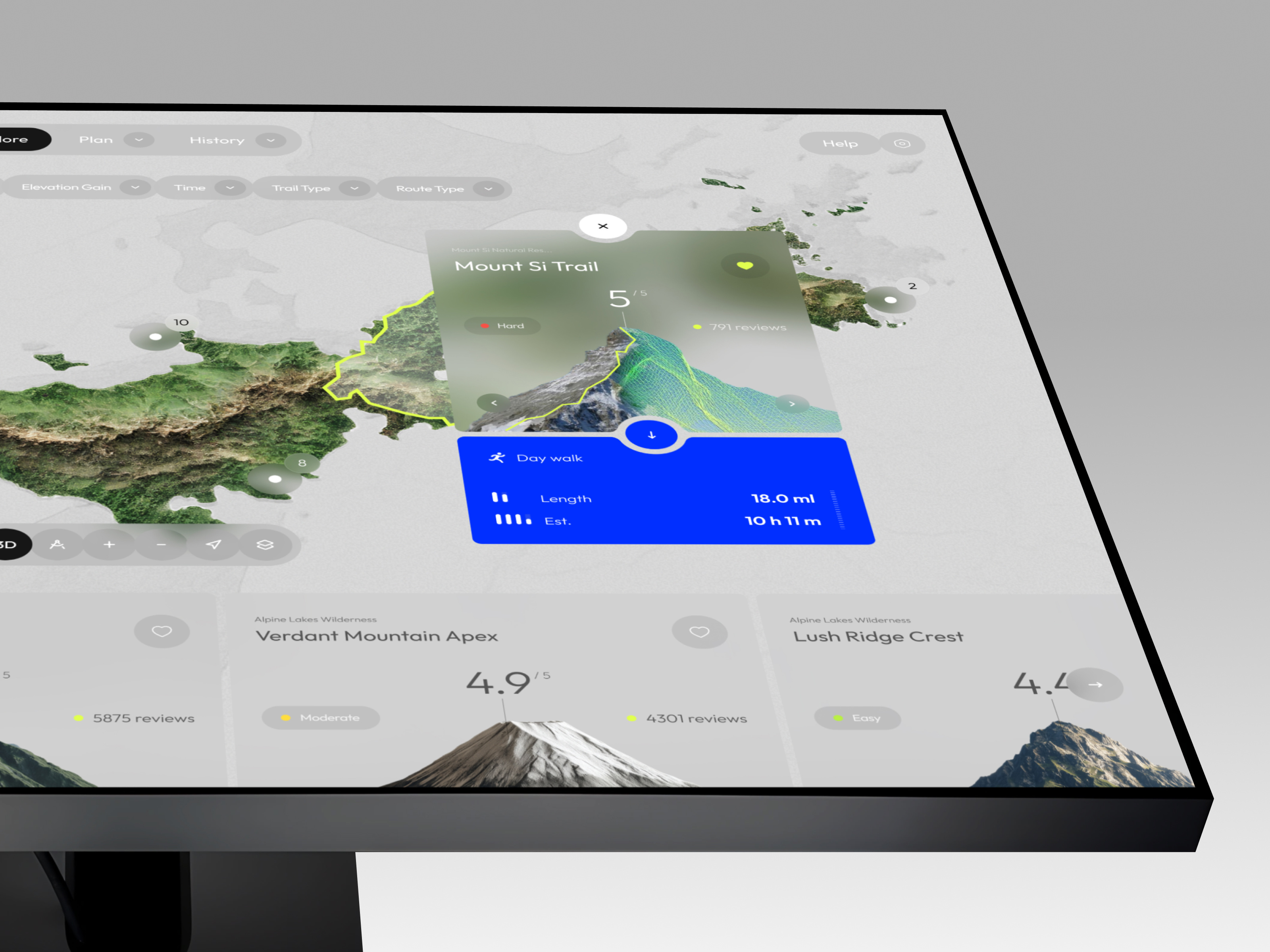TheTrail Travel App - Hiking Web Dashboard 3d ai app app design crm dashboard design hiking interface map product saas software trail travel traveling ui ux web web app