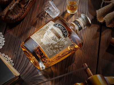 Dinar Brandy bank note bill bottle bradny branding design drawing graphic design illustration label packaging rakija rum serbia vintage whiskey
