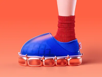 Futuristic Footwear – 3D Concept Sneaker, Bold Colorway 3d 3d art 3d concept design 3d design 3d graphics 3d illustration 3d modeling 3d render 3d visuals art blender bold c4d cg cg art colorful cute illustration playful render