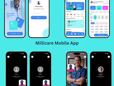 Millicare doctor appointment booking app with virtual schedule. appointment booking doctor booking medical mobile app nurses ui deisgn ui ux