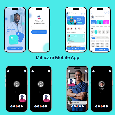 Millicare doctor appointment booking app with virtual schedule. appointment booking doctor booking medical mobile app nurses ui deisgn ui ux