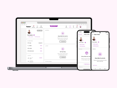 Taskpin Public Profile – A Professional’s Digital Identity design landing profile responsive ui ux