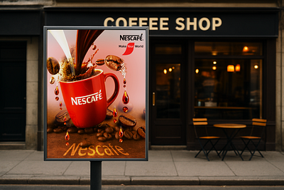 Nescafe Coffee - Poster Design advertisements banners billboarddesign brandidentity branding brandpromotion coffeeposter coffeeshops energydrink graphicdesign healthydrink mockups nescafebrand photoshop posterdesign visualidentity