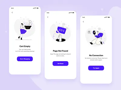 Empty/Error State UI Designs animation graphic design illustration landing page motion graphics ui vector