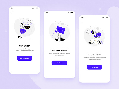 Empty/Error State UI Designs animation graphic design illustration landing page motion graphics ui vector