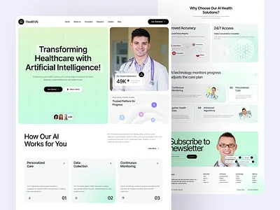 AI Health Care Website Design ai ai health care website ai landing page ai medical website ai website design clean ui figma finance health care landing page landing page ui saas design saas landing page saas product saas ui saas website ui designer uiux visual designer website design