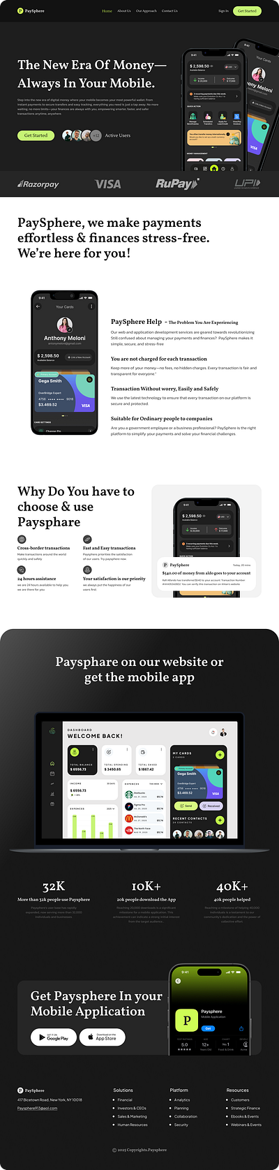 Paysphere app banking app branding design fi figma graphic design illustration landing page logo mbile app pay transfer ui uiux ux vector website