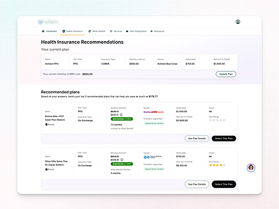 Health Insurance Dashboard UI clean ui dashboard ui enterprise saas health saas healthcare plan healthcare ui insurance modern saas recommendation saas design saas optimization saasfactor ux audit web app