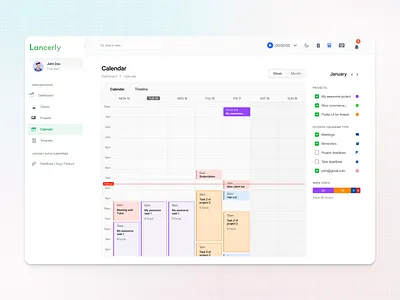 Project & Calendar View SaaS Dashboard calendar clean dashboard dashboard freelancer modern saas mvp planner ui productivity saas saas agency saas design saas optimization saasfactor startup design task management ui ux design