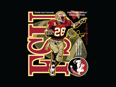 Warrick Dunn, Florida State college florida state football football player illustration