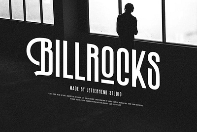 Billrocks - Sans serif Display Font advertising font bold font classic font condensed font headline font logo font movie font outstanding font retro font sans serif font tagline font tittle font
