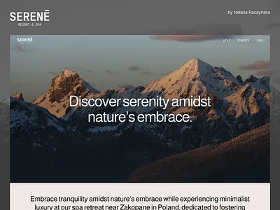 Serene Resort & Spa website design figma minimal modern premium resort spa travel ui design ui ux web design website design