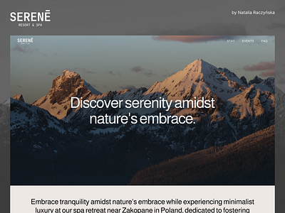 Serene Resort & Spa website design figma minimal modern premium resort spa travel ui design ui ux web design website design