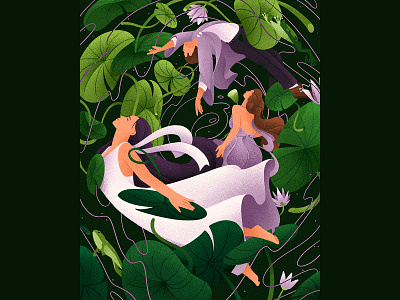 The Nixie in the Pond brothersgrimm dress fairytale fiarytale frog green grimbrothers illustration lilypad magic muti nixie pind pond purple swimming tale water