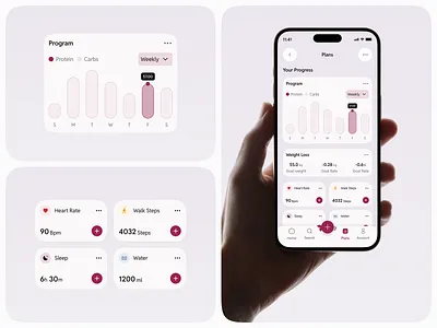 Meal Planner Application Design app design daily tracking fitnessapp food app healthy lifestyle interface koushik meal planner meal planner app minimal design mobile app mobile ui modern ui muted nutrition tracker smart meal planner ui design uiux user interface waxyweb