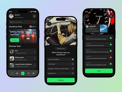 Malta- Driving Theory Mobile App app concept app design car car driving clean dark driving driving test driving theory ios location map mobile mobile app taxi app theory ui ux