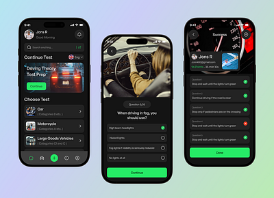 Malta- Driving Theory Mobile App app concept app design car car driving clean dark driving driving test driving theory ios location map mobile mobile app taxi app theory ui ux