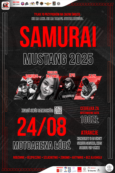 Poster Samurai Mustang 2025 Łódź branding event design graphic design mustang poster design samurai