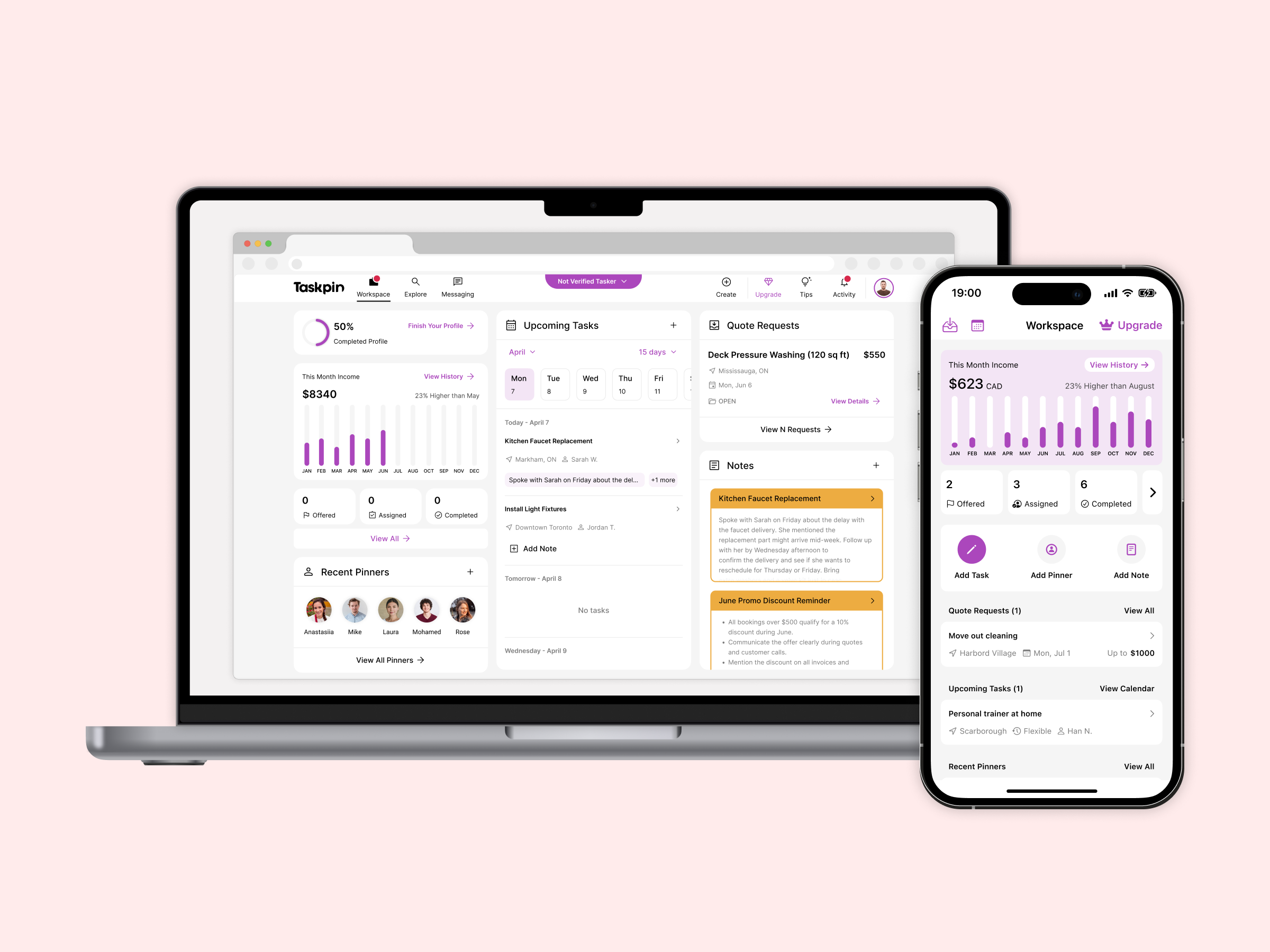 Taskpin Workspace – SaaS Tools for Professionals design product responsive saas ui ux