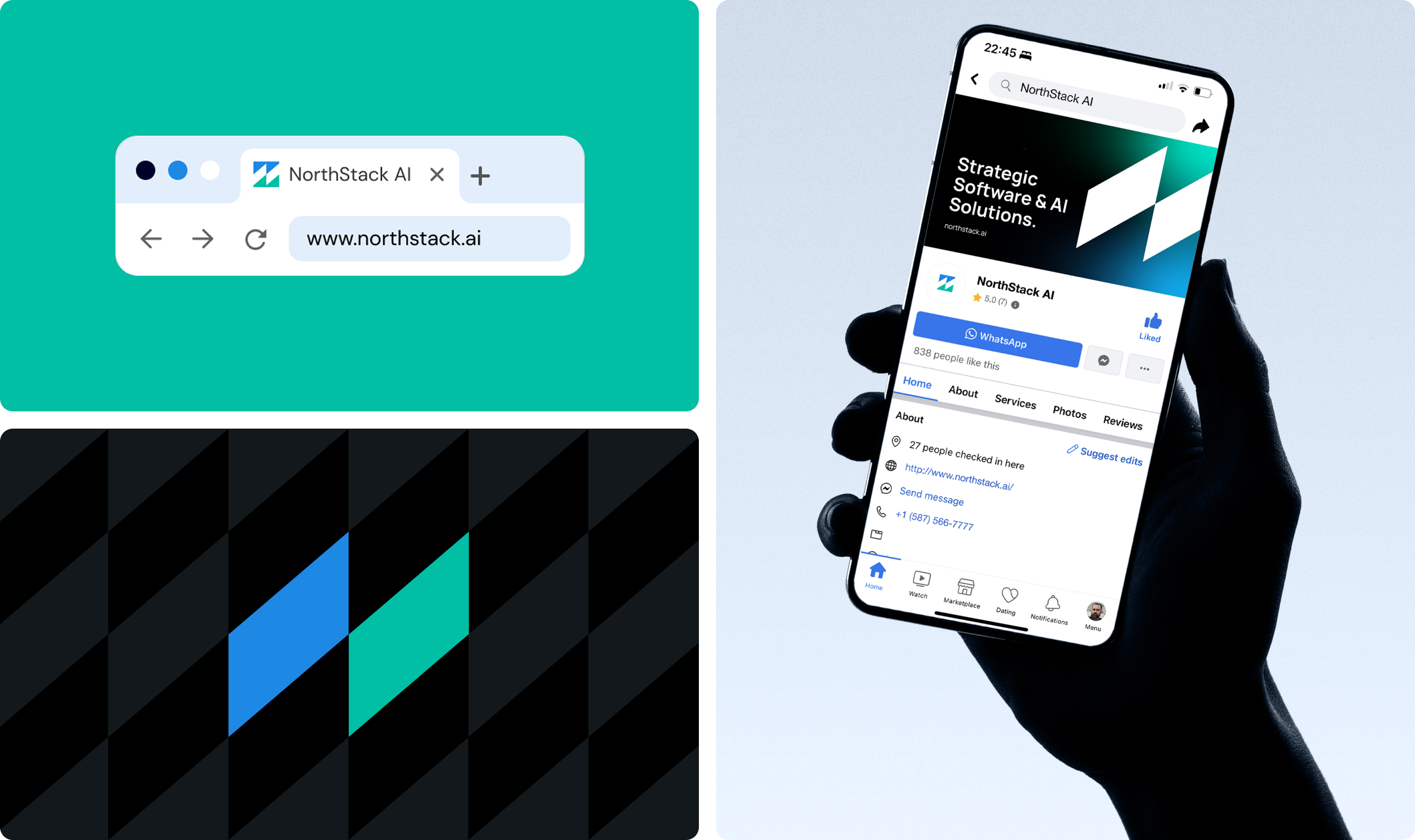 NorthStack AI – Bold Visual Identity for a Strategic Tech Brand aibranding brandguidelines brandidentity branding brandmockup designinspiration graphic design logodesign minimaldesign minimalist motion graphics professionaldesign techbranding uidesign uiuxinspiration visualidentity