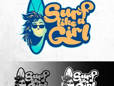 Logo concepts chipdavid dogwings drawing girl logo sports graphic surf vector waves