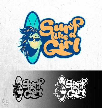 Logo concepts chipdavid dogwings drawing girl logo sports graphic surf vector waves