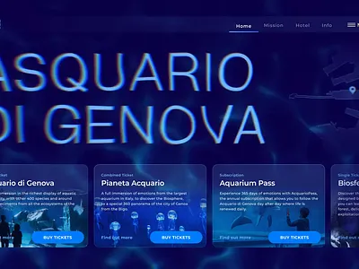 Aquarium Hero Section 2d animation 3d animation animation graphic design site design ui ui animation unicorn studio visual effect water animation web design