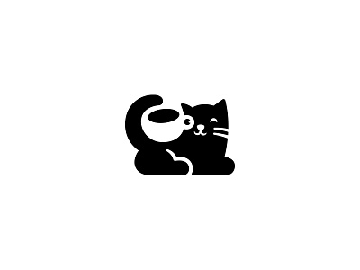 Coffee cat logo animal brand branding cat coffee design elegant graphic design logo logo design logo designer logodesign logodesigner logotype modern negative space pet