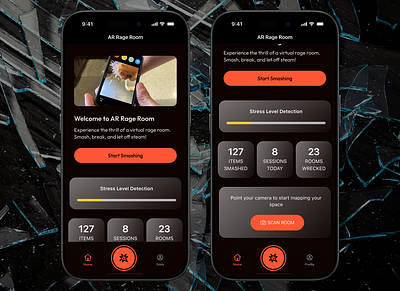 AR Rage Room App ui