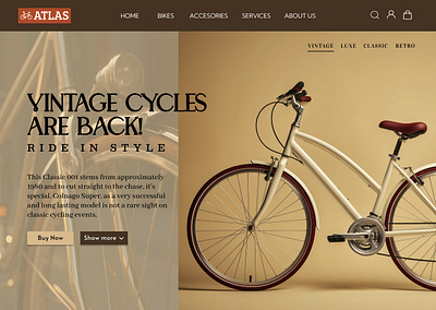 Vintage Cycles UI: Simple and direct, using the brand name. 3d animation branding graphic design logo motion graphics ui
