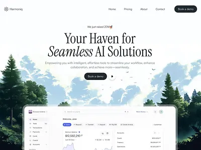 Harmoniq - Your everyday AI assistant. 3d ai ai website ai website design animation branding figma framer website graphic design light theme logo motion graphics sameer ui