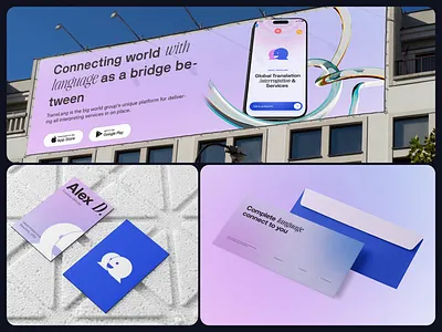 Translation & Interpreting Brand System — Transvoca Identity business card design citylight poster design envelope design globalization design gradient brand identity interpreting services branding language services brand identity language technology design localization branding logo and wordmark marketing collateral design multilingual brand system ooh billboard mockup saas branding stationery mockup translation app ui translation branding translator app branding visual identity case study