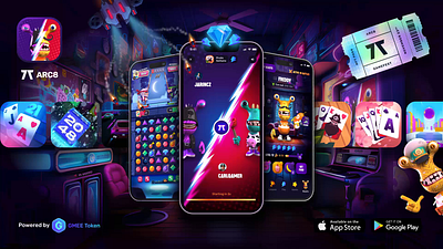 Arc8 — Blockchain Arcade Platform animation app illustration ui
