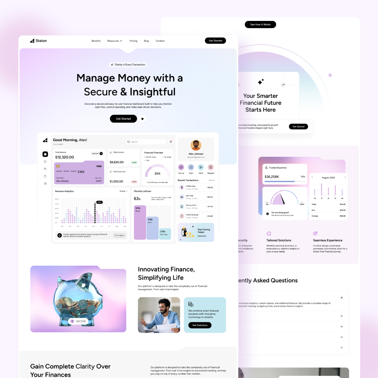 Staton - Finance Website app banking branding digital banking finance financial service fintech investment landing page payment saas startup transactions wealth