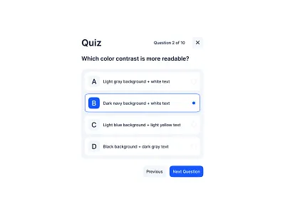 Quiz blue clean clean ui light minimal question quiz ui
