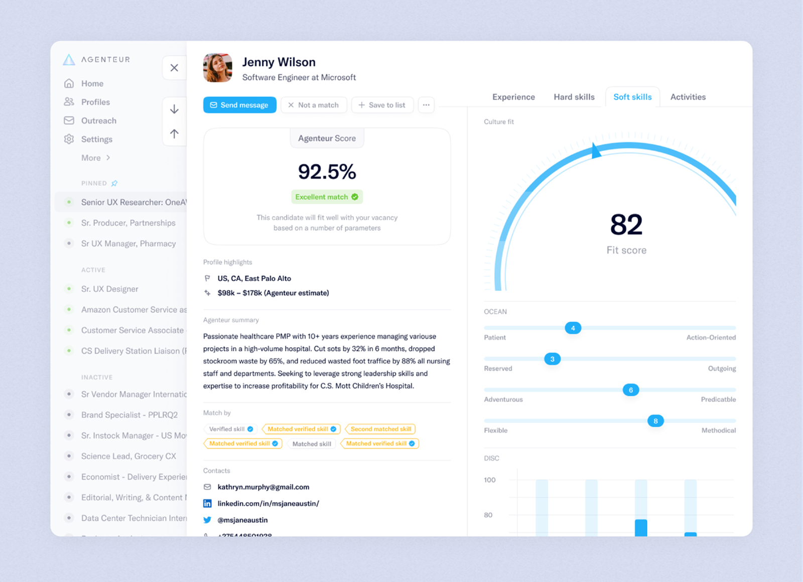 Agenteur — Recruiting Tool for Engineering Teams b2b chart dashboard data visualization design hr min minimal minimalistic recruiting ui ux web website