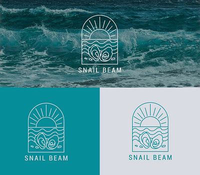 Ocean Inspired Logo Design beach vibes brand identity brand logo branding business logo coastal branding graphic design line art logo logo design minimal logo minimalist logo modern logo nature logo nautical design ocean logo seashell snail logo sun logo wave logo