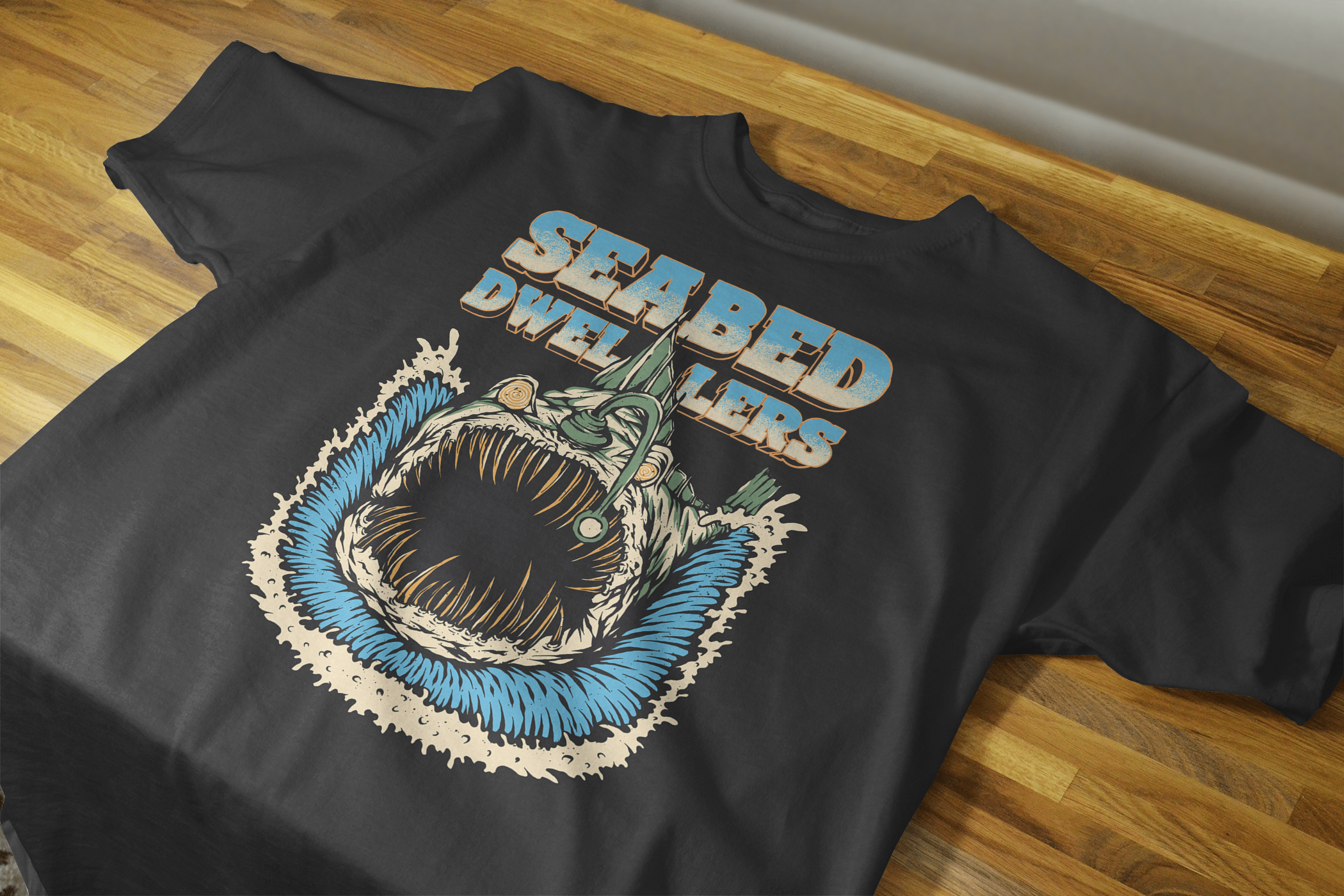 SEABED DWELLERS animal apparel branding character clothing digitalart drawing graphic design handdrawn illustration ocean product design tshirt typograph vintage