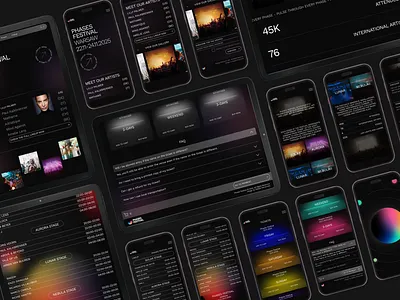 Music Festival website branding & design aesthetic branding cosmos dark theme futuristic gradient gradients minimal music festival ui ux web design website design