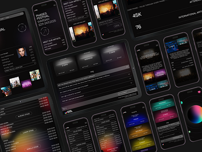 Music Festival website branding & design aesthetic branding cosmos dark theme futuristic gradient gradients minimal music festival ui ux web design website design