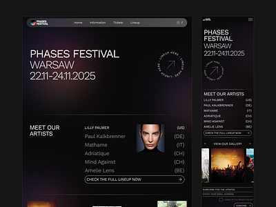 Music Festival website branding & design aesthetic cosmos dark theme design figma gradient minimal ui design ui ux web design website design