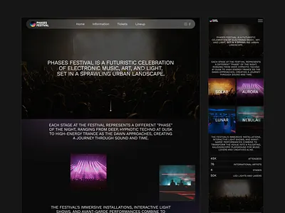 Music Festival website branding & design aesthetic dark theme design figma futuristic gradient minimal ui ui design ui ux web design website design