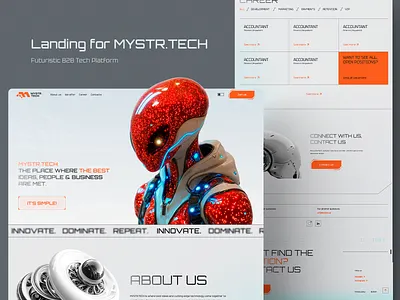 Landing for MYSTR.TECH — Futuristic B2B Tech Platform 3d character adobe photoshop b2b design figma futuristic design landing page tech startup ui ux design web design