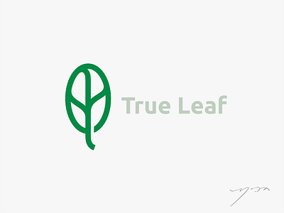 True Leaf Simple Logo earth logo eco friendly eco logo ev logo fiber logo fresh logo go green green logo leaf leaf logo logo logo designer natural logo organic logo simple logo smart logo tree yoga yp zen