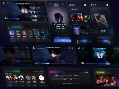 Movie Player App : : Watch Party anime app cinema clean ui creative dark mode design intutive mani jalilzadeh minimal mobile movie movie player product design responsive design startup design trend ui ux video player