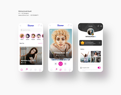 Discover App app design app designer creative app designer date app date application ui dating dating app discover app love app match making app mobile app mobile app design tinder app
